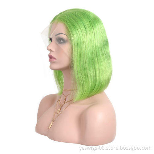 Wholesale Green Bob Wigs Human Hair 13x4 Lace Front Wigs Virgin Hair Lace Wigs